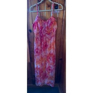Faded Glory  Dress Tie Dye Ruffle‎ Sleeveless Casual Pink Orange Size XL Y2K